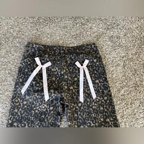 Ashley Mason Animal Print Straight Leg Jeans - Picture 3 of 6